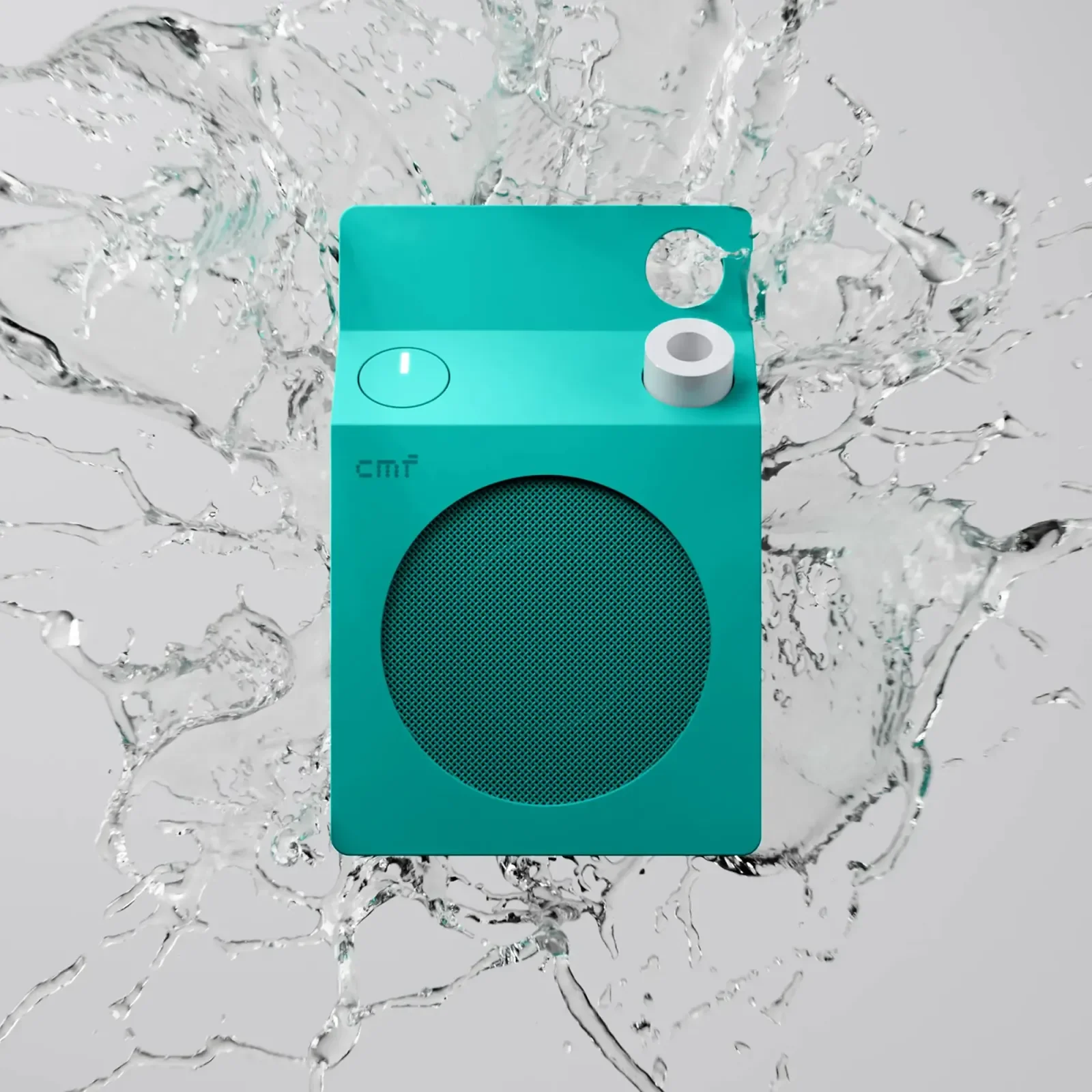 CMF Speaker S turquoise disimbah air menunjukkan perlindungan IP68